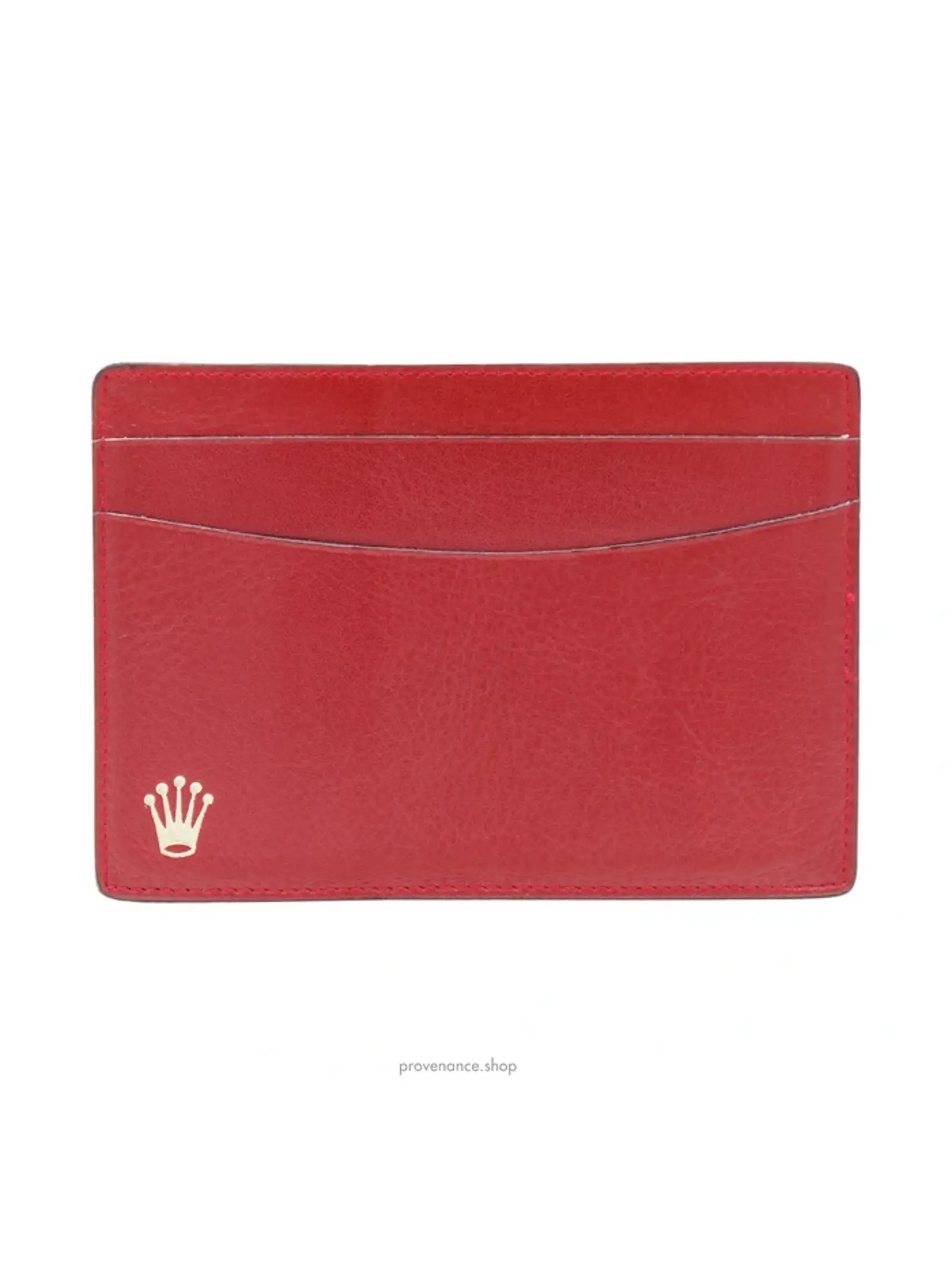 Rolex Card Holder Wallet  Red Leather